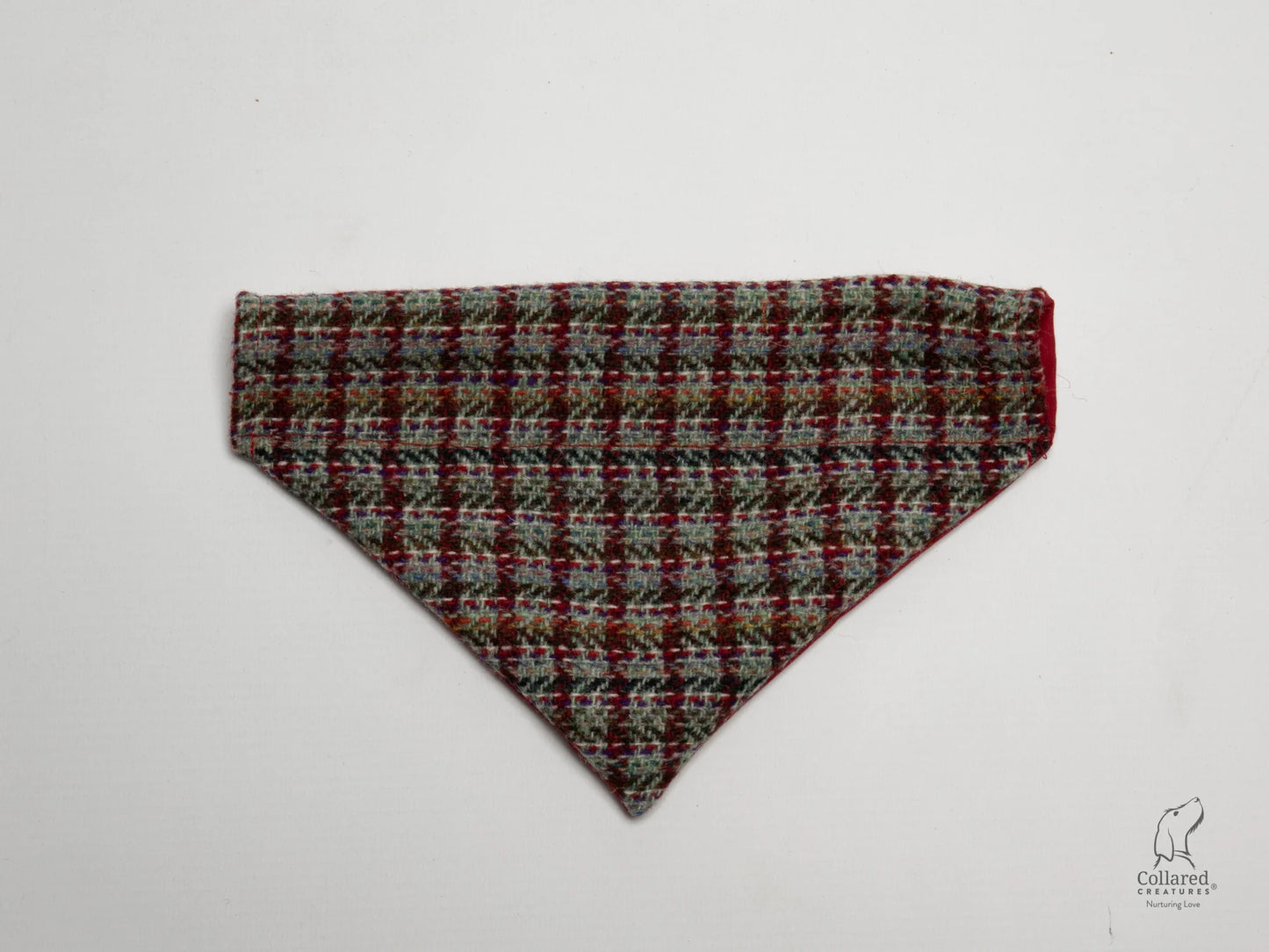 Harris Tweed dog bandana red multi check