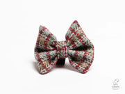 Harris Tweed dog bow tie red multi check