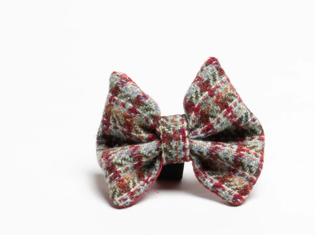 Harris tweed Dog Bow Tie Red Multi Check