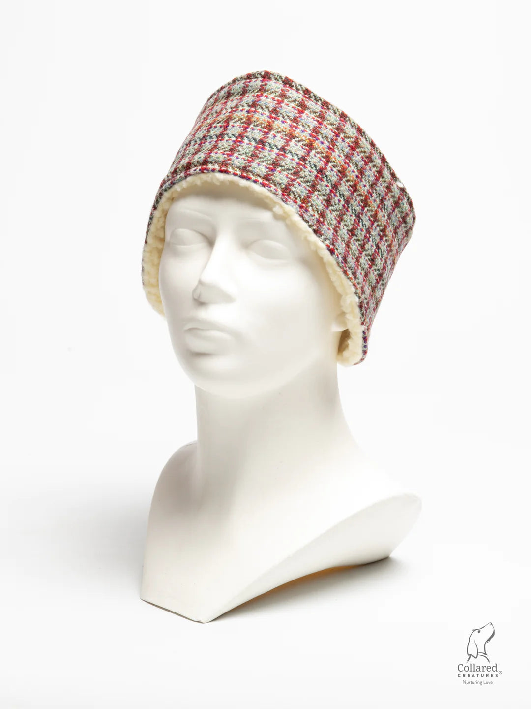 Harris Tweed ladies headband red multi check