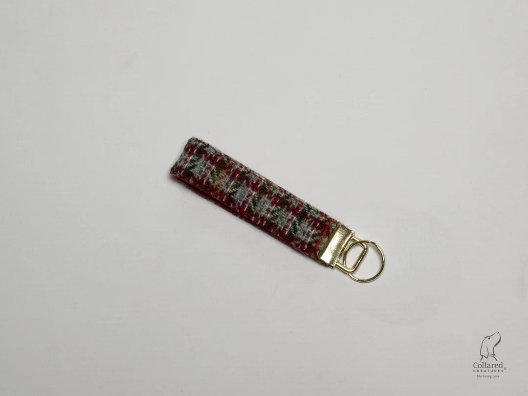 Harris Tweed keyring red multi check