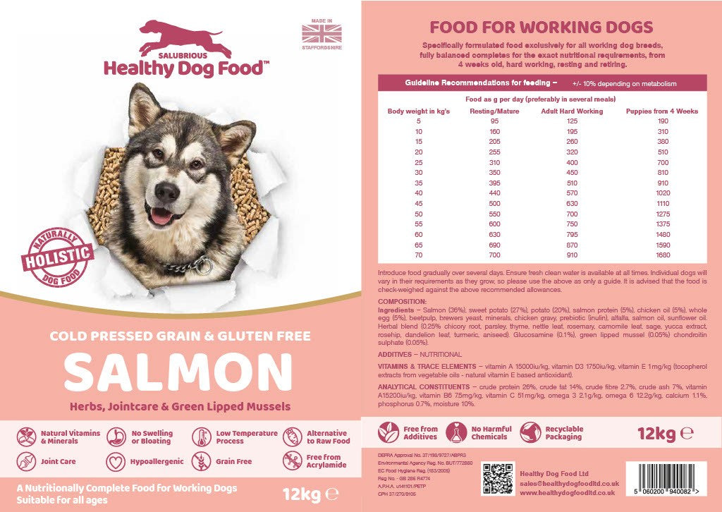 Salubrious Working dog food 12kg salmon