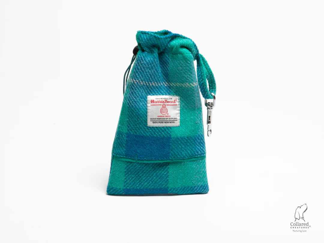 Collared Creatures Harris Tweed Treat bag Sea breeze