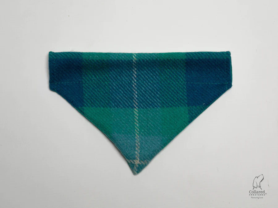 Harris Tweed dog bandana sea breeze check