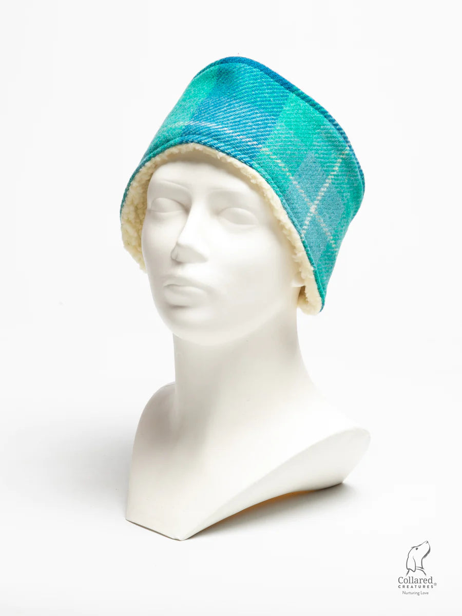 Harris Tweed ladies headband sea breeze check