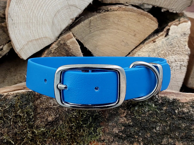 waterproof Dog Collar UK made Sky Blue