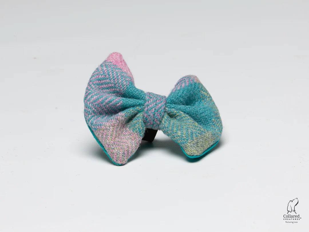 Harris Tweed dog bow tie Summer Herringbone