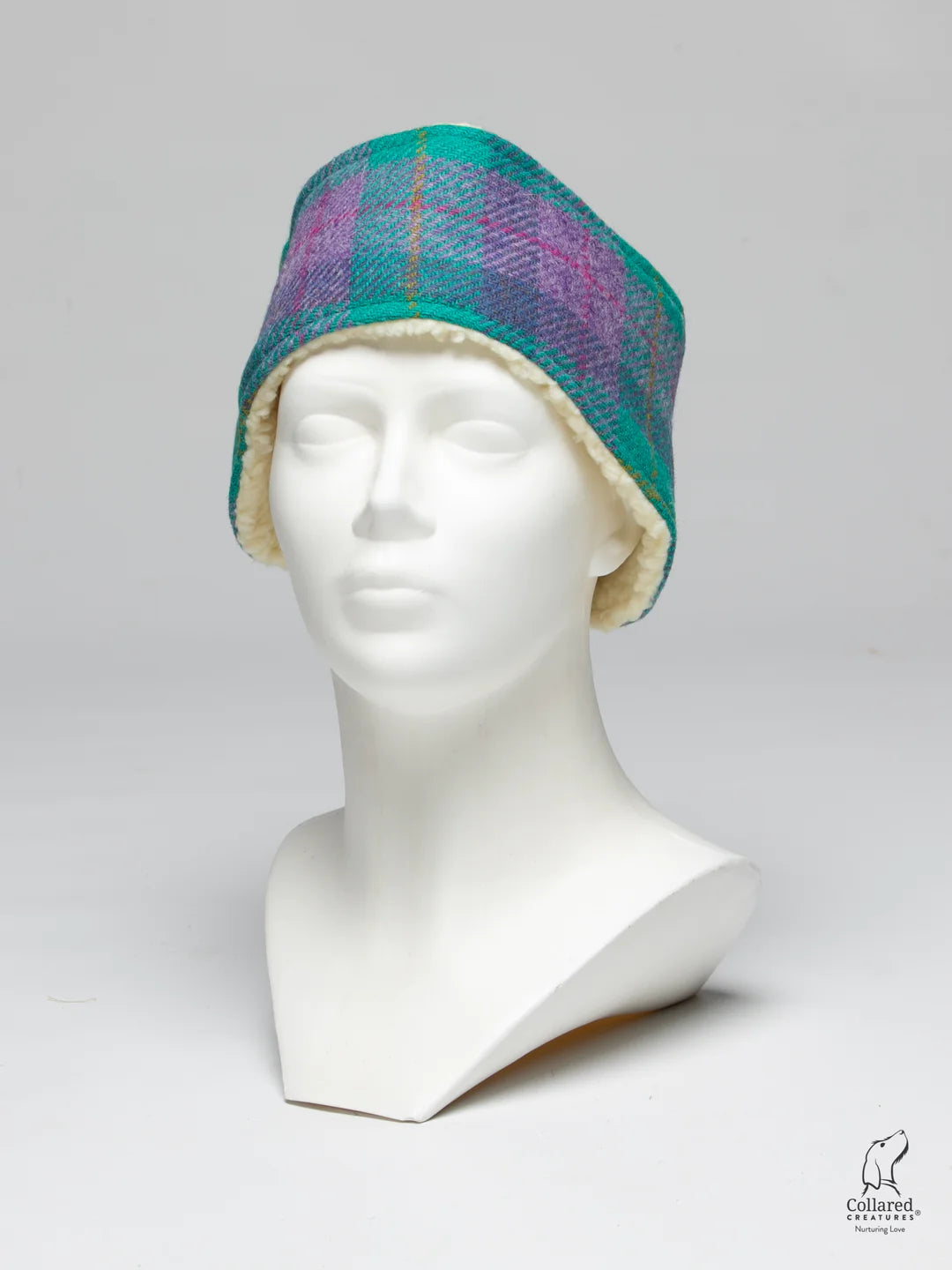 Harris Tweed ladies Headband Teal & Lilac Check