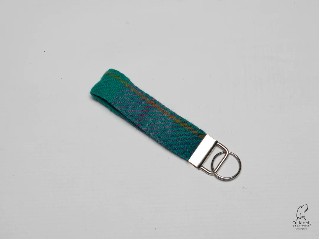 Harris Tweed keyring Teal & Lilac Check