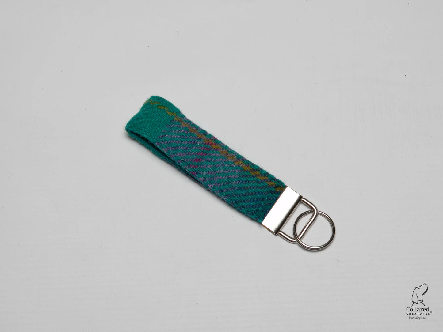 Harris Tweed Key ring Teal & lilac Check