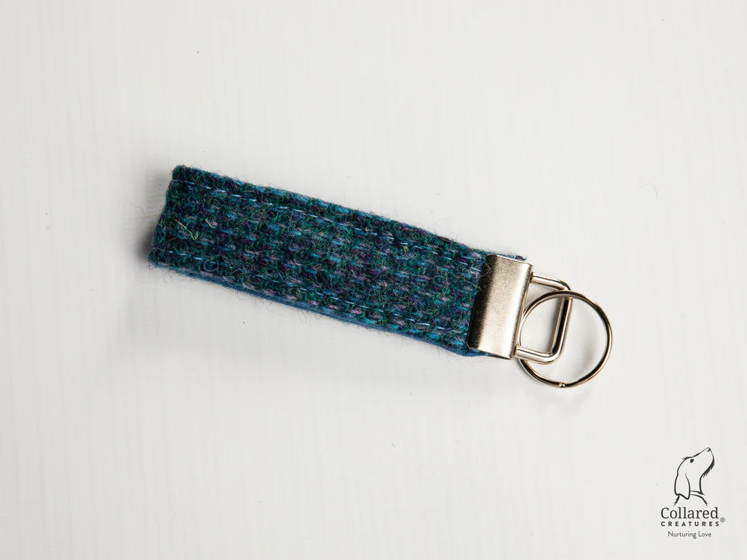 Harris Tweed Keyring Teal with a Touch of Blue