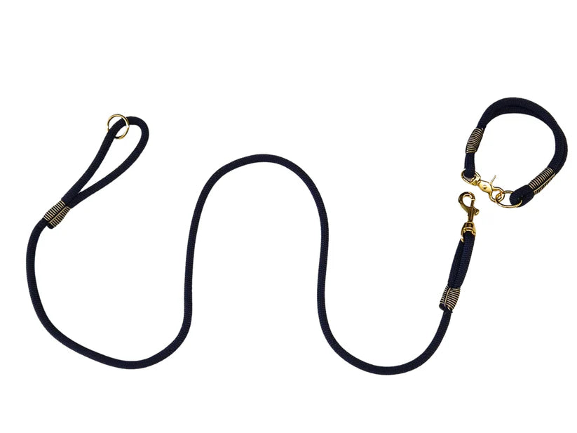 Navy Blue Rope Dog Collar and marching Lead