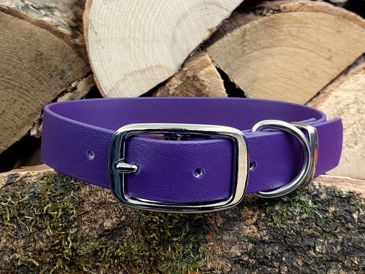 waterproof Dog Collar UK made Violet