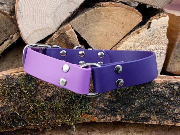 waterproof Dog Collar UK made Multi Coloured Violet & Amethyst