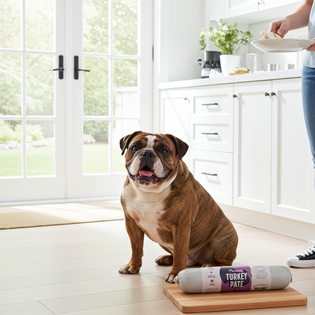 Bull Dog Merle with Turkey Pate kitchen