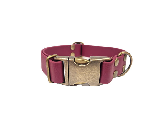 Wine Waterproof Metal Clasp Dog Collar