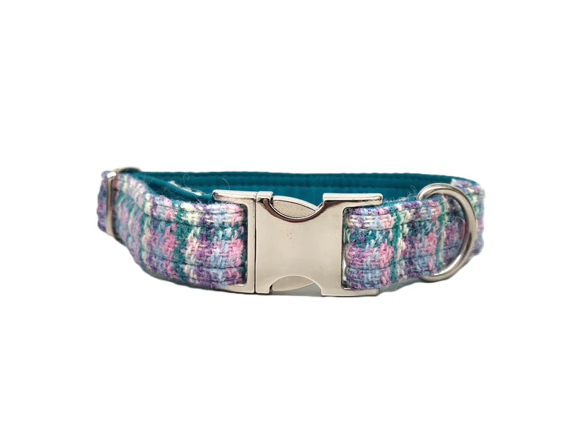 Harris Tweed wisteria houndstooth clasp collar