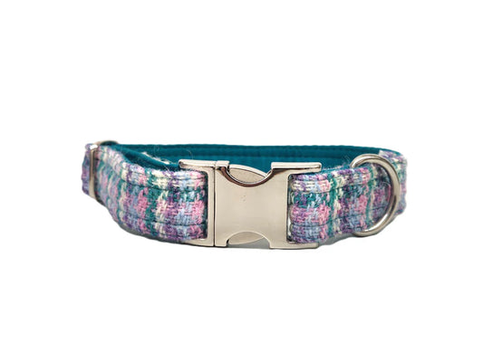 Harris Tweed wisteria houndstooth clasp collar