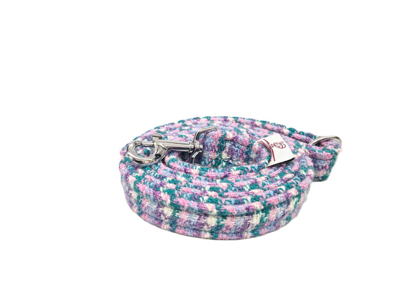 Harris Tweed wisteria houndstooth dog lead