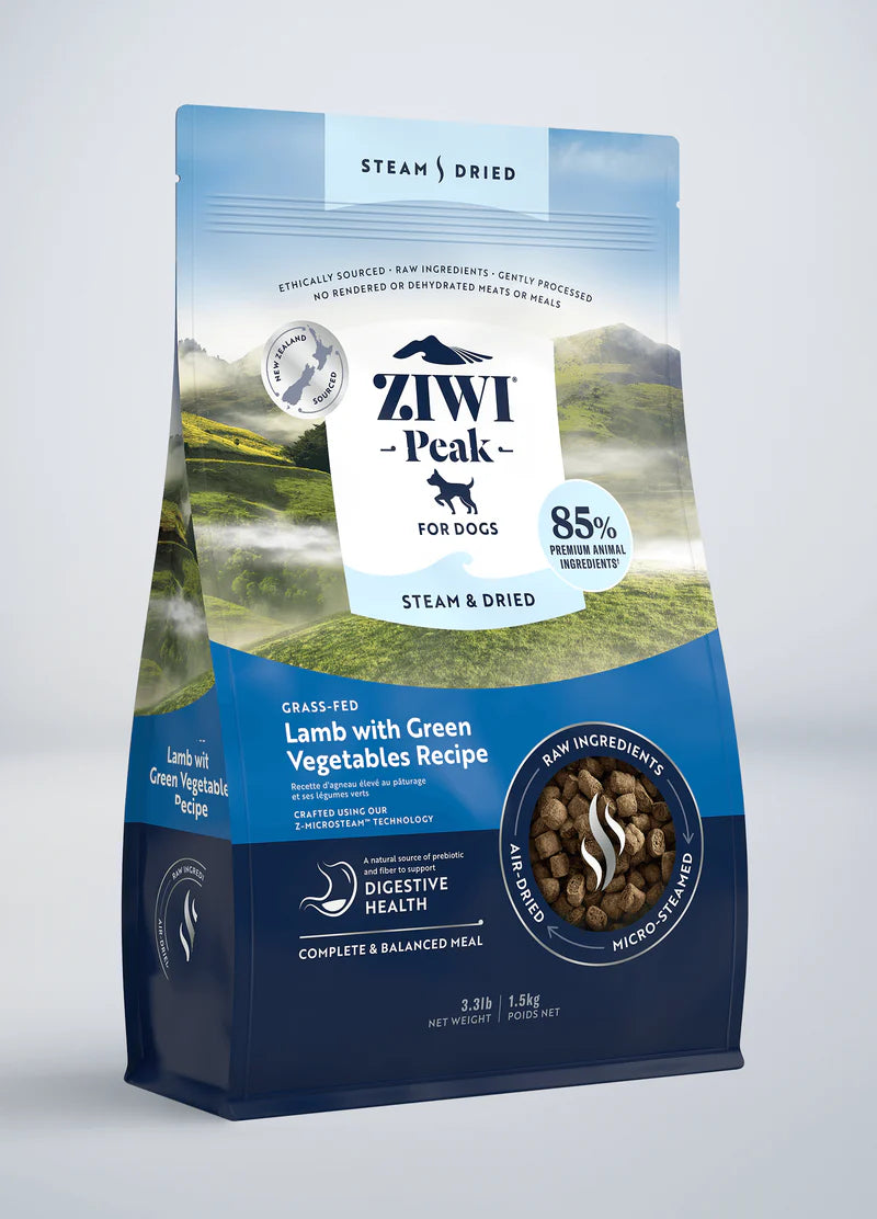 ZIWI Peak Steam & Dried Lamb Dog Food with Green Vegetables 1.5kg