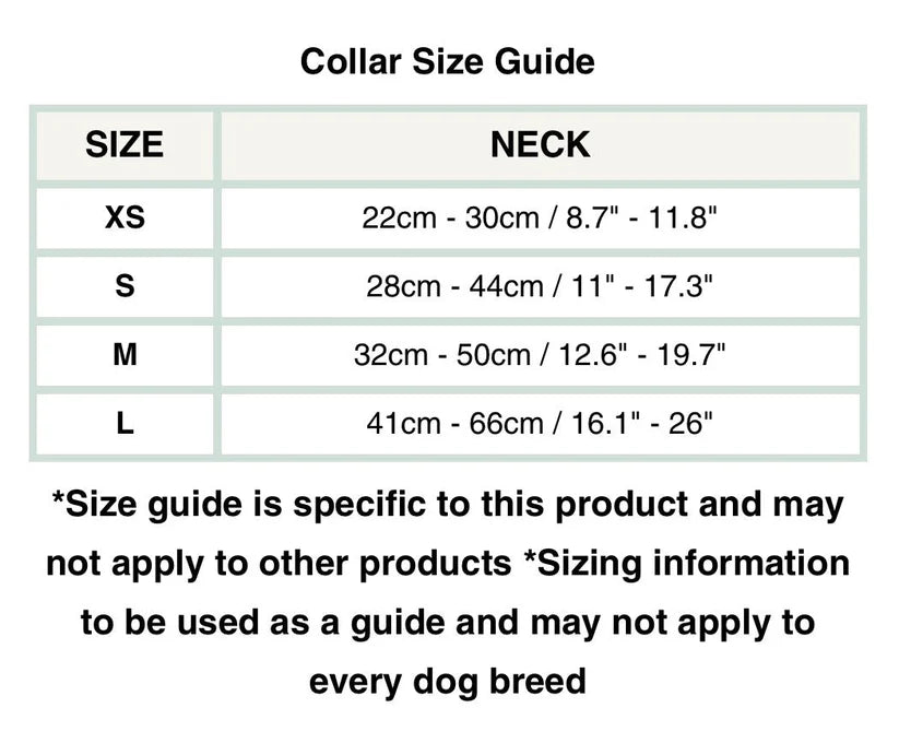 aDoraBle Pooch dog collar size guide