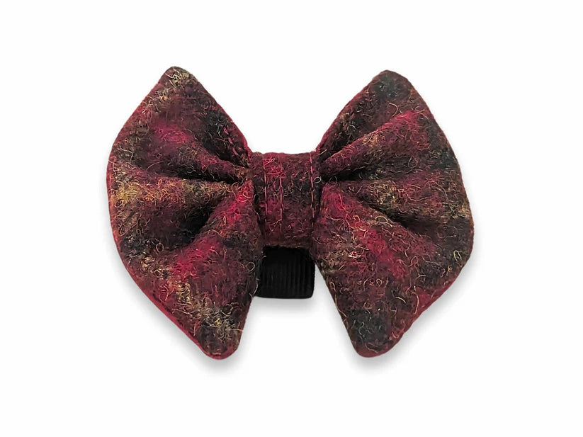 Balmoral Claret Abraham Moon Luxury handmade Dog Bow Tie 