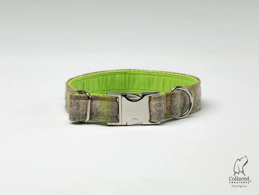 Abraham Moon Bibury Lichen Luxury Dog Wool Collar Silver Clasp