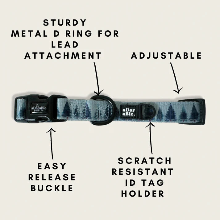 aDoraBle pooch fresh pines dog collar features