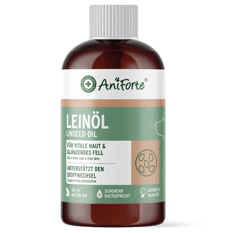 AniForte Linseed Oil for Dogs 1L | Cold Pressed Omega 3 & 6