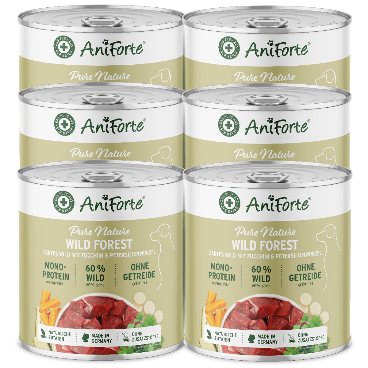Aniforte Wild Forest Deer and Wild Boar Dog Food 6 pack