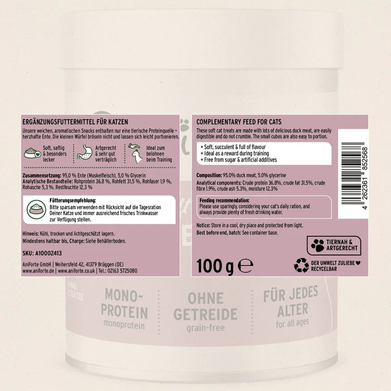 Cat food packaging label with text and branding on a white background