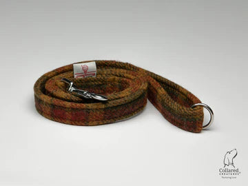 Harris Tweed dog lead autumnal Check