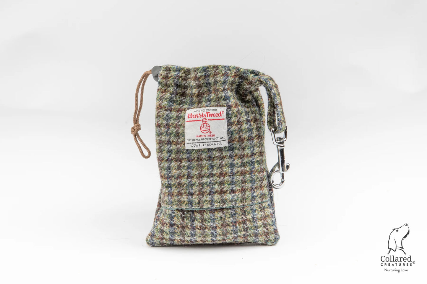 Harris Tweed dog treat bags autumnal houndstooth