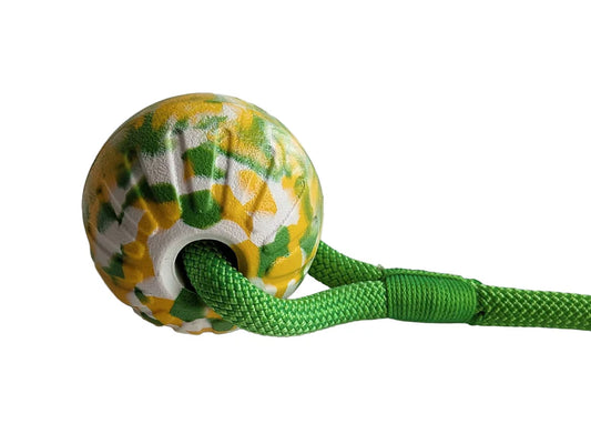 Tug and fetch toy Rubber Ball Yellow and green