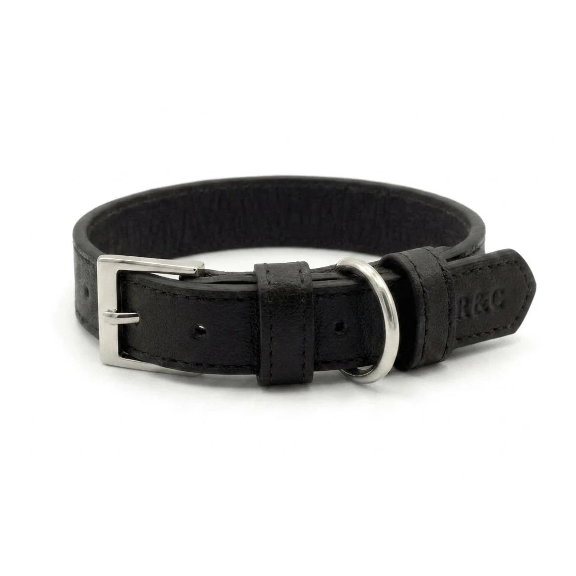 Black Luxury Vegan Leather Dog Collar | Ralph & Co 