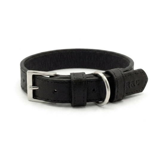 Black Luxury Vegan Leather Dog Collar | Ralph & Co 