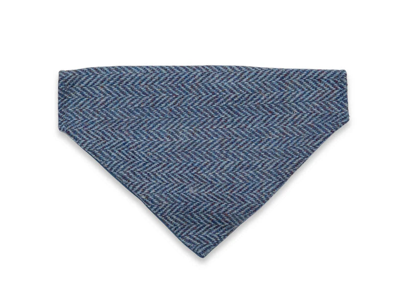 Harris Tweed  Blue Herringbone Luxury Dog Collar Bandana