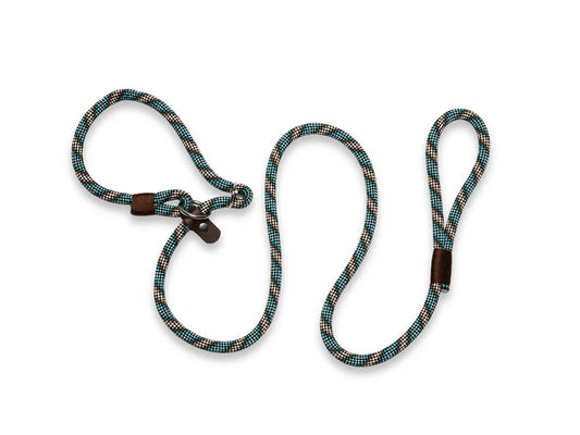 Brown and blue rope slip lead