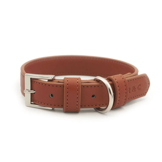 Tan Brown Luxury Vegan Leather Dog Collar | Ralph & Co 