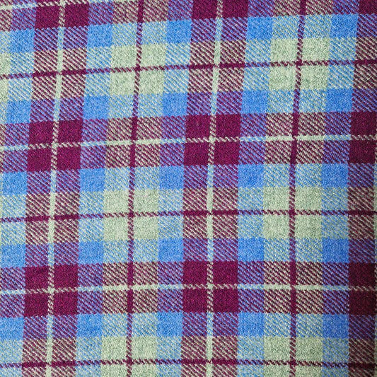 Harris Tweed Burgundy Blue Check Pattern