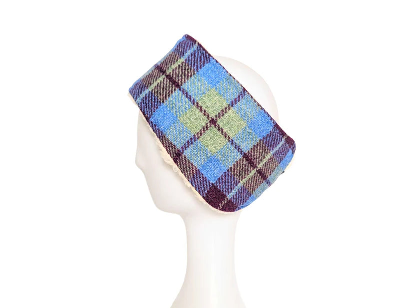 Harris Tweed Burgundy & Blue Check Headband Ladies