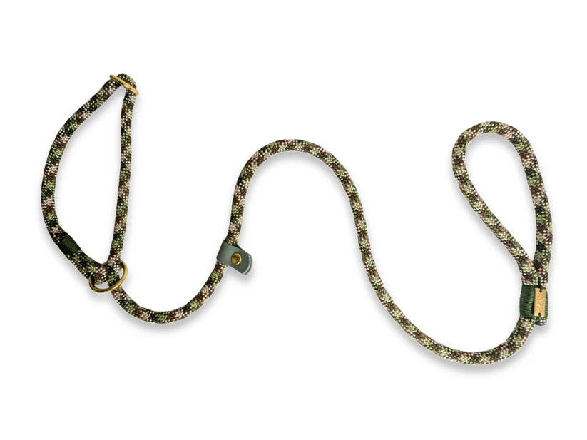 Handmade comfortable grip rope dog lead, Camouflage, choice of slip lead or clip lead