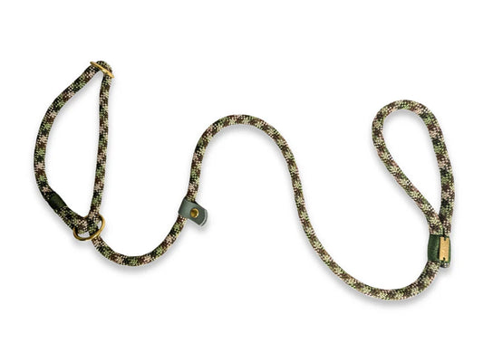 Handmade comfortable grip rope dog lead, Camouflage, choice of slip lead or clip lead