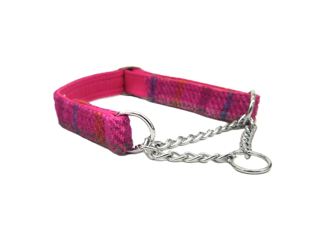 Cerise Check Martingdale Half Choke Collars