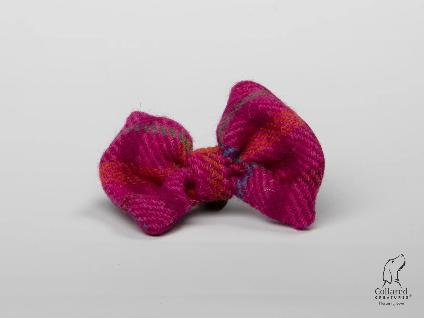 Harris tweed cerise check bow