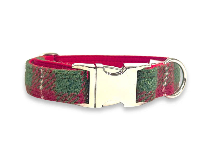 Harris Tweed Christmas Check Dog Collar