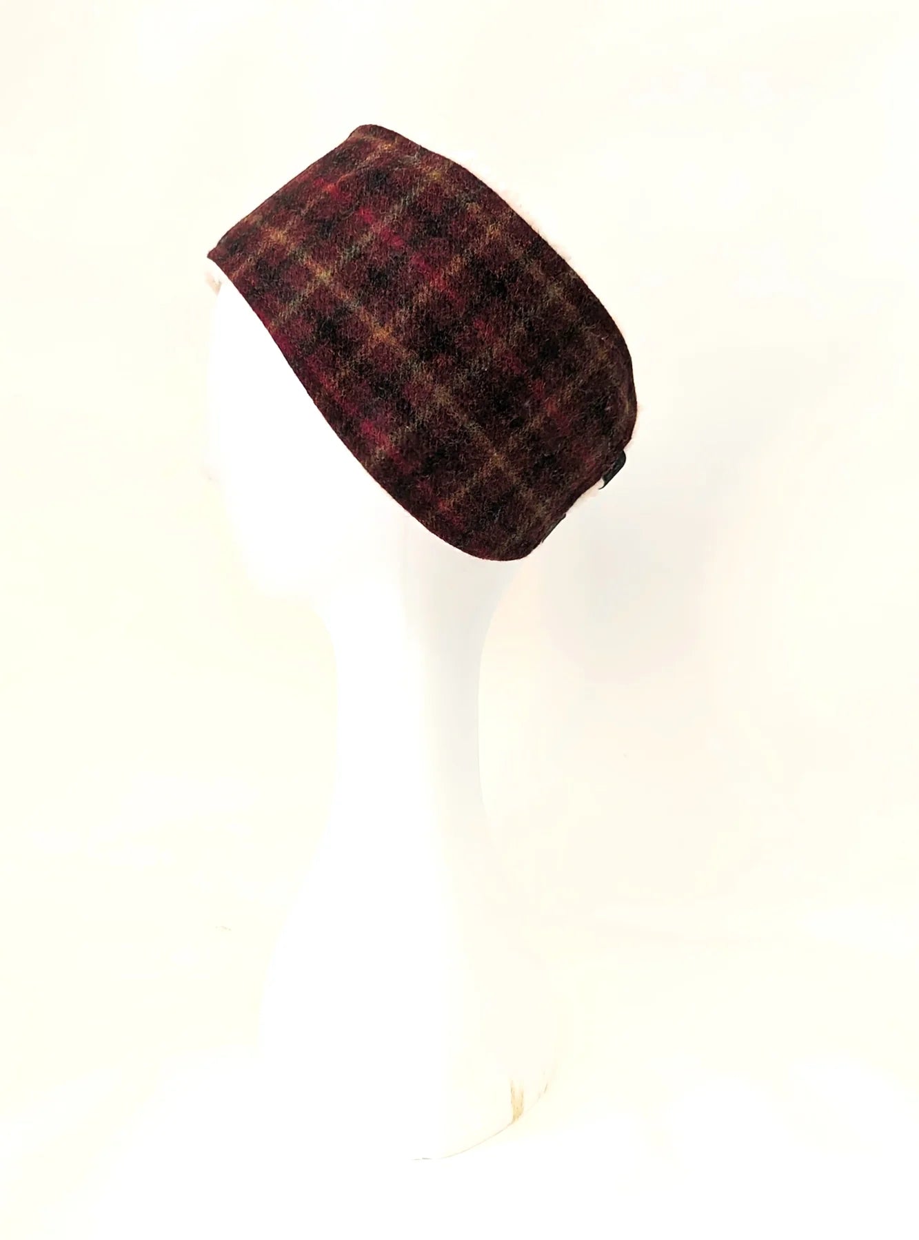 abraham Moon Balmoral Claret Check ladies head band