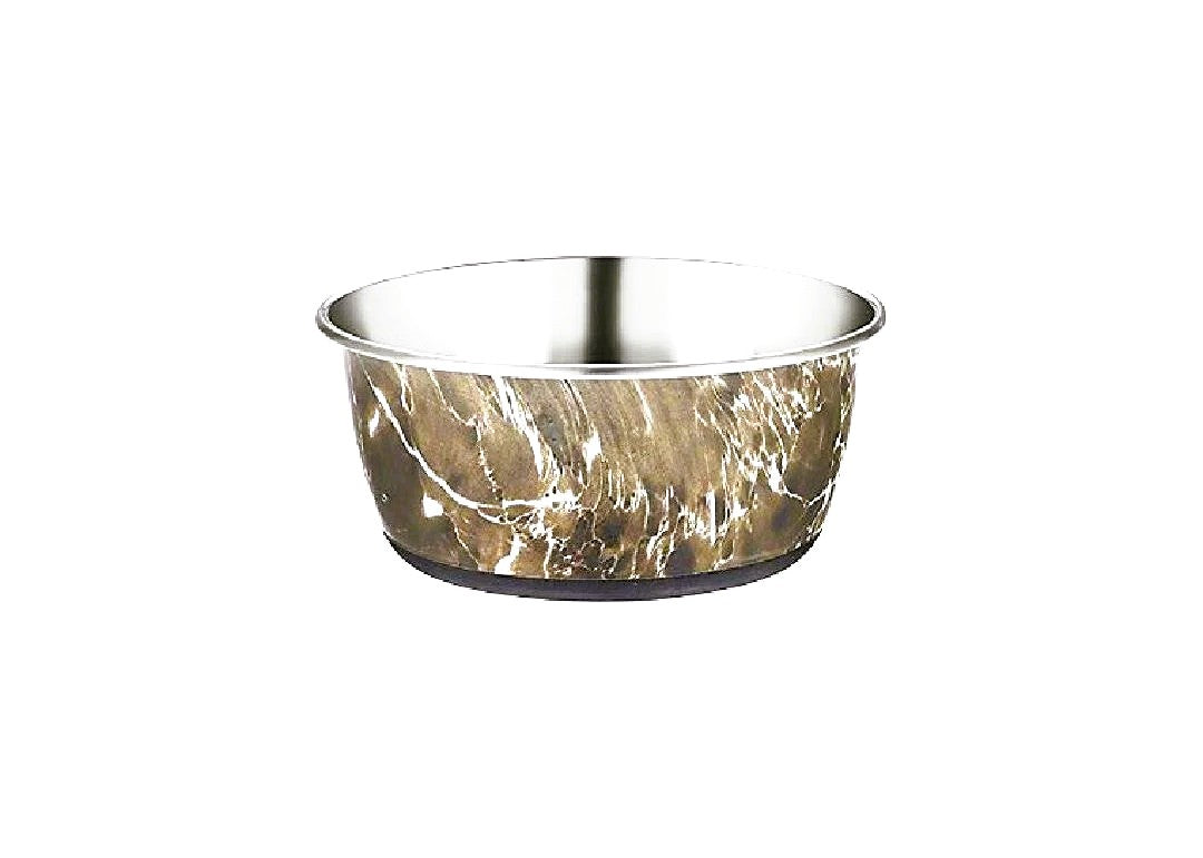 Marble Effect Non Slip Dog Bowl - Stainless Steel