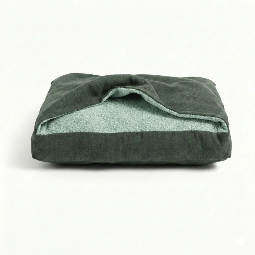 Snuggle Sack Dog Bed by Collared Creatures, Moss Green Burrowing dog bed