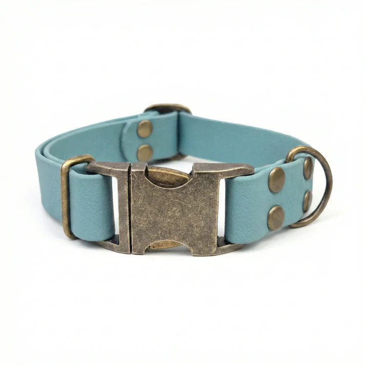 Biothane Waterproof metal clasp collar duck egg blue